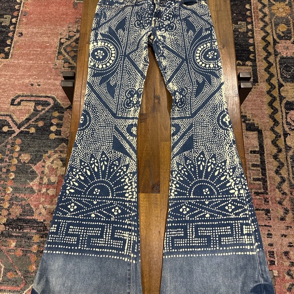 Free People Denim - Free People Indigo Patterned Flare Jeans